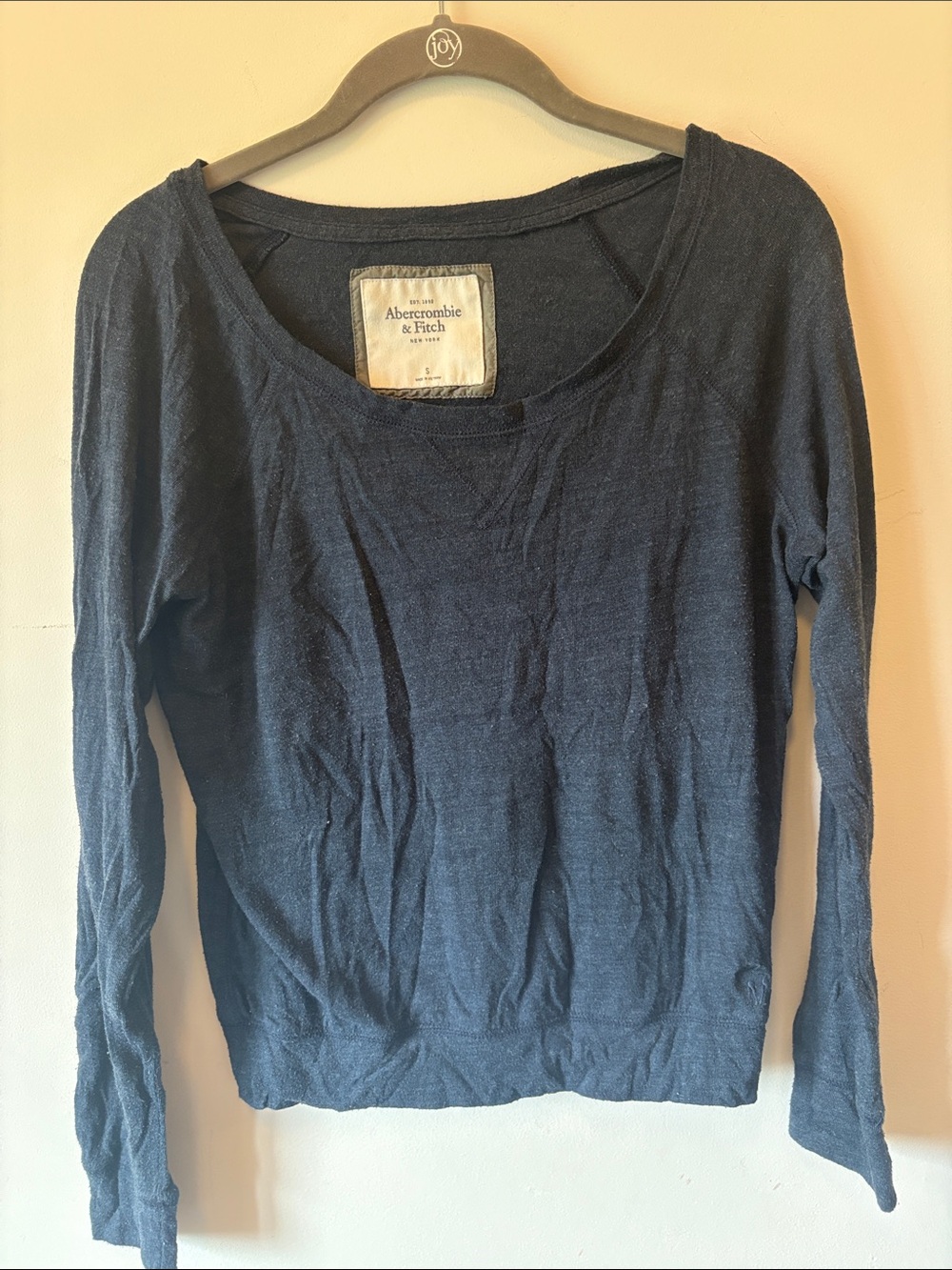 Abercrombie & Fitch Navy Scoop Neck Long-Sleeve Top